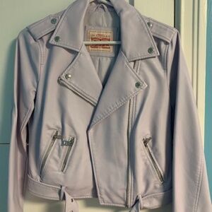 Lilac faux leather Levi moto jacket